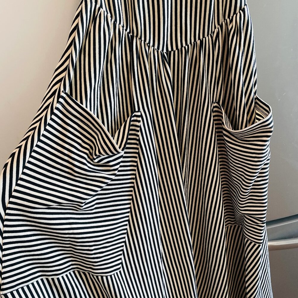 Fashion Brand Company Black and White Stripe Giant Pocket Dress